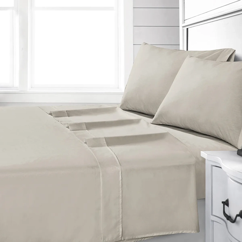 JUEGO DE SÁBANAS ANDES LISA 180H 1.5 PLAZAS BEIGE - 1