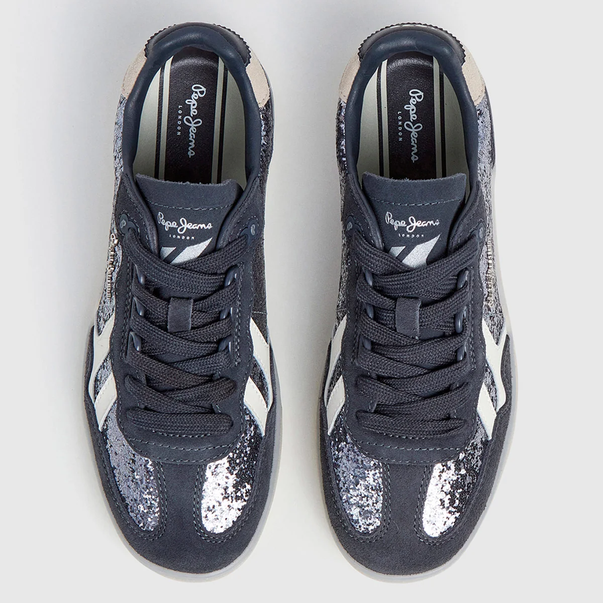 ZAPATILLAS MUJER PEPE JEANS CASUALES NEGRO BALL GLITTER - 3