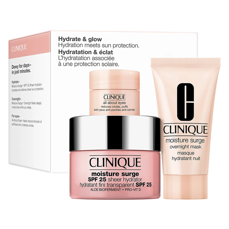 SET HIDRATACIÓN CLINIQUE MOISTURE SURGE SPF 25 50 ML + MOISTURE SURGE OVERNIGHT MASK 30 ML + ALL ABOUT EYES 5 ML - 1