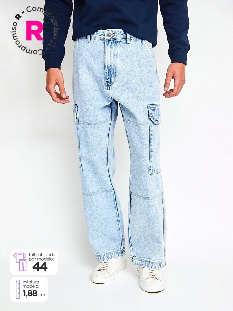 JEANS HOMBRE INDEX ALGODÓN BAGGY CARGO - 1