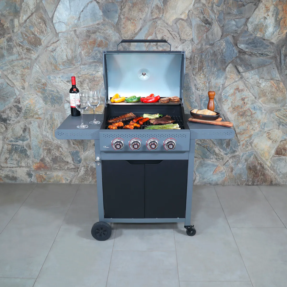 PARRILLA A GAS DARK HAWK 4 QUEMADORES - 7