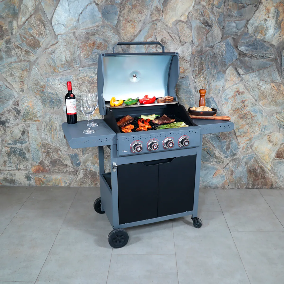 PARRILLA A GAS DARK HAWK 4 QUEMADORES - 8
