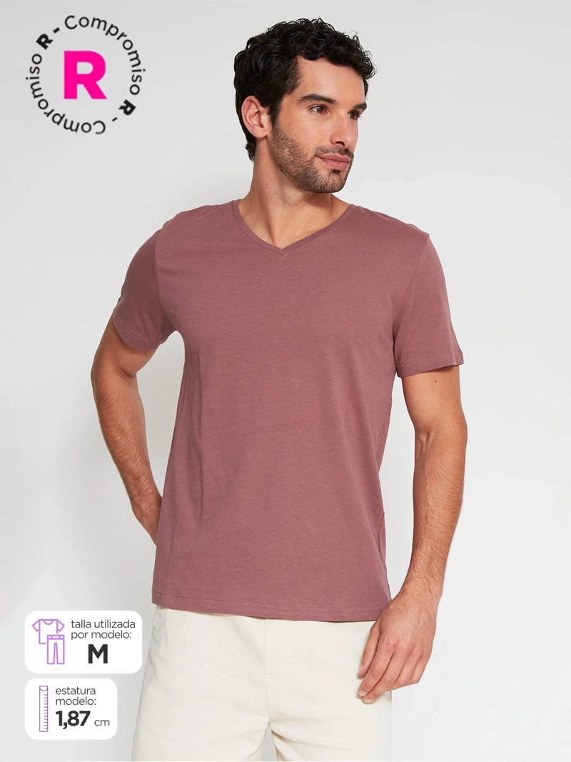 POLERA HOMBRE INDEX ALGODÓN CUELLO EN V MANGA CORTA