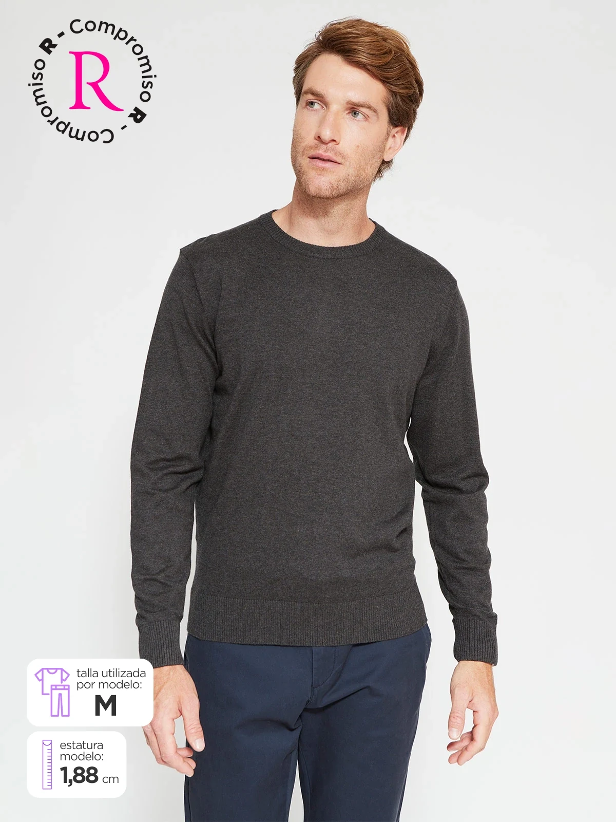 SWEATER HOMBRE KENNETH STEVENS ALGODÓN CUELLO REDONDO BÁSICO