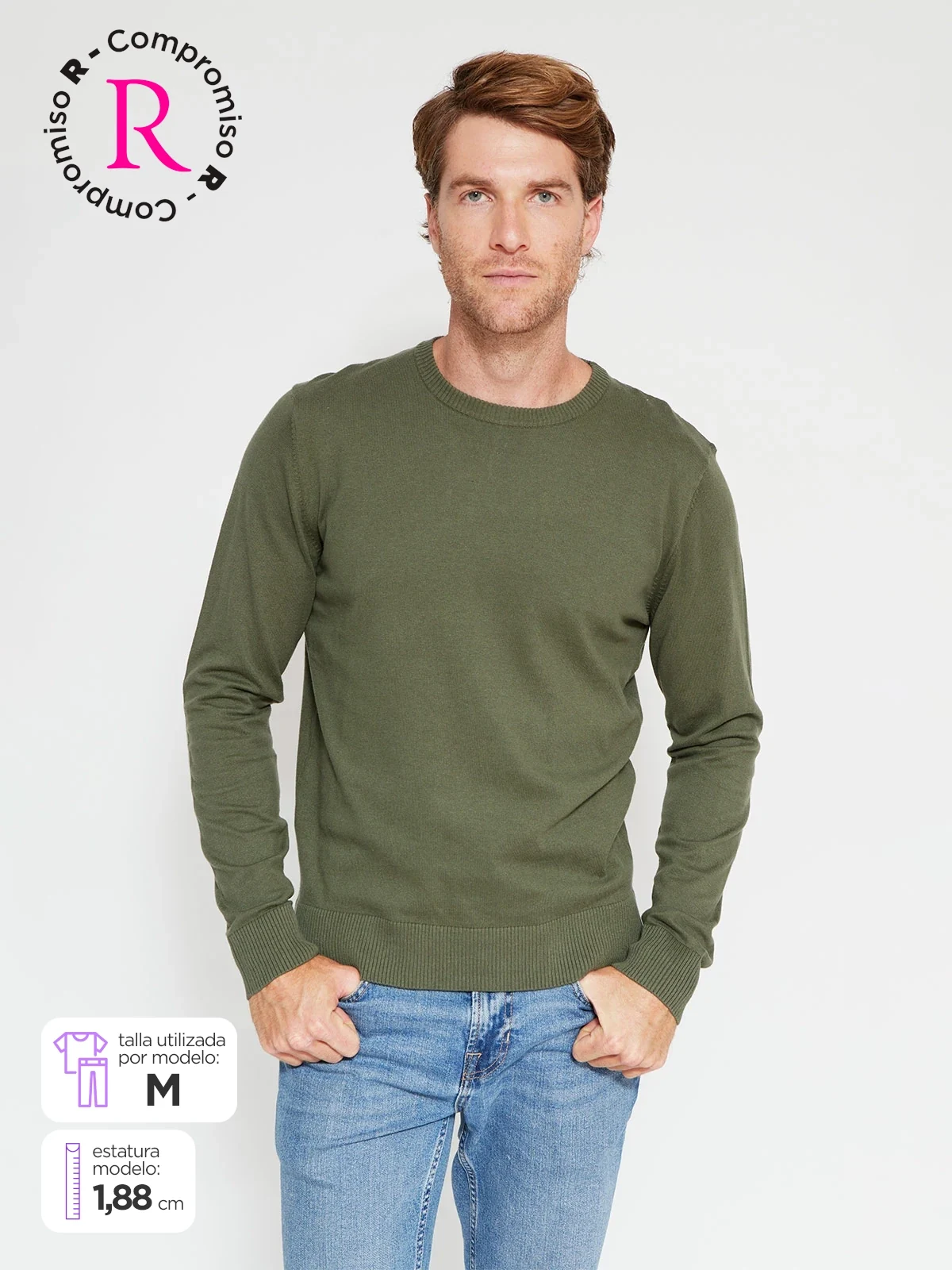 SWEATER HOMBRE KENNETH STEVENS ALGODÓN CUELLO REDONDO BÁSICO - 1