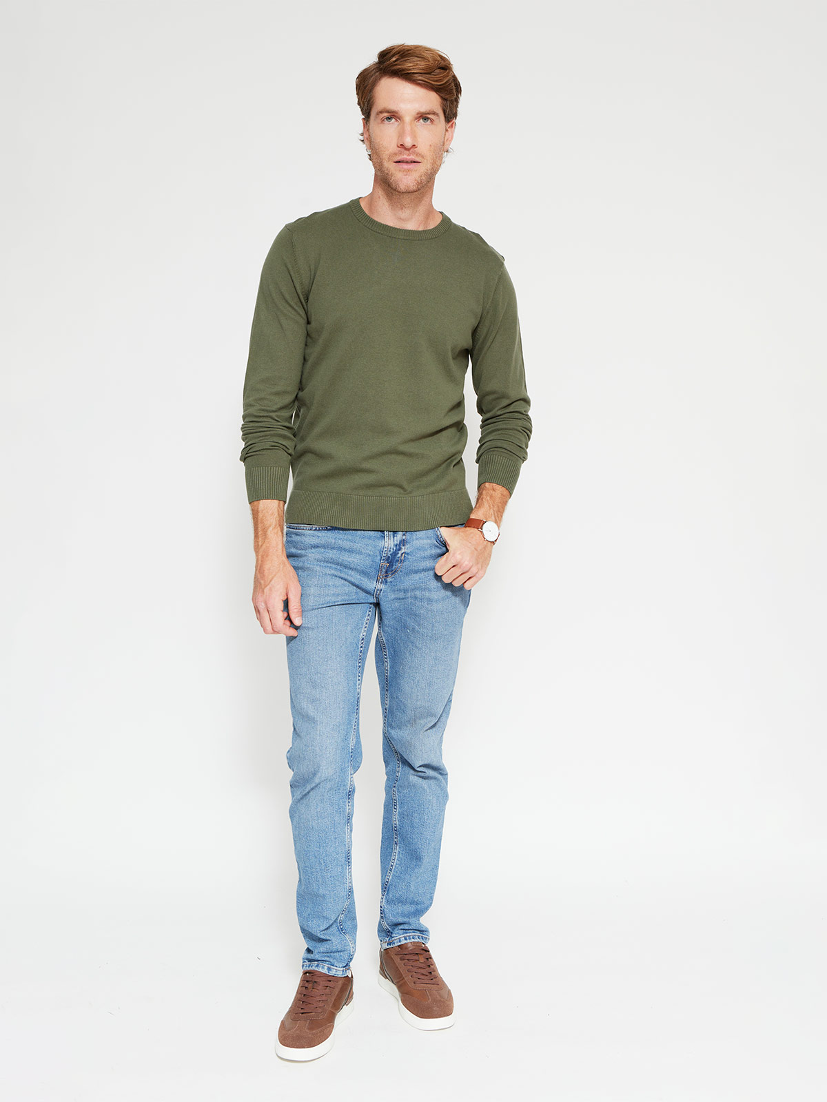 SWEATER HOMBRE KENNETH STEVENS ALGODÓN CUELLO REDONDO BÁSICO - 4