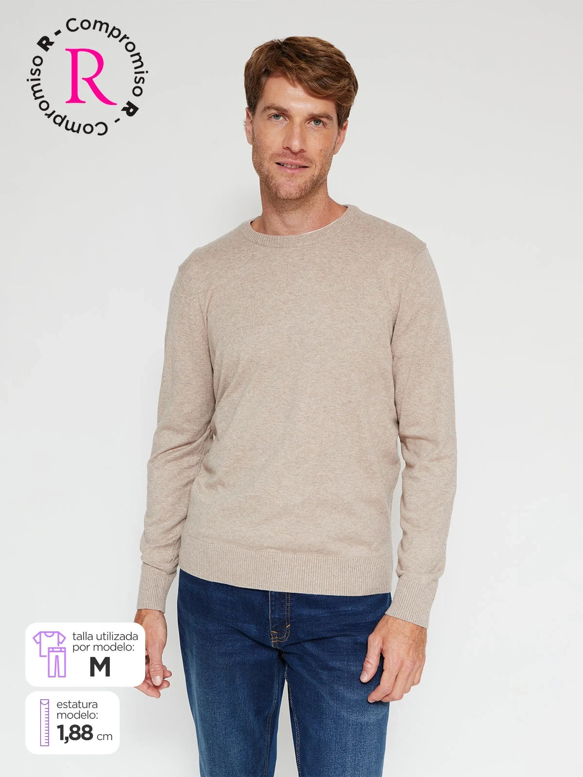 SWEATER HOMBRE KENNETH STEVENS ALGODÓN CUELLO REDONDO BÁSICO - 1