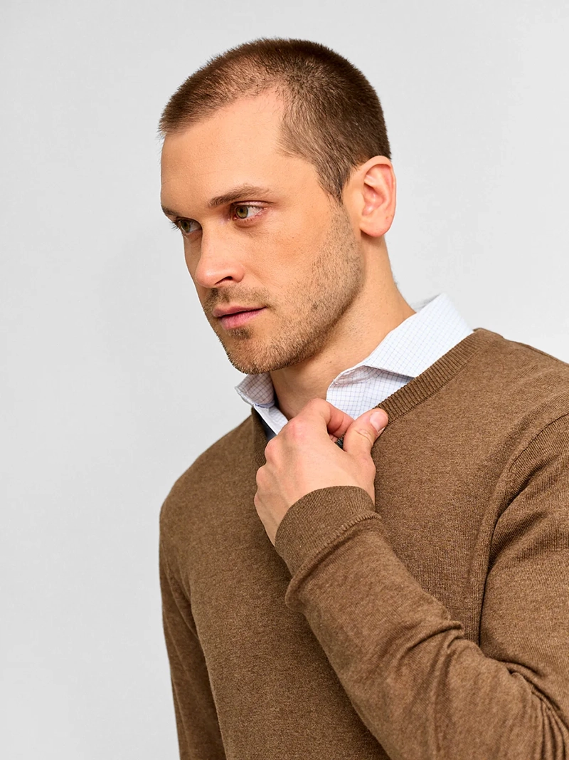 SWEATER HOMBRE KENNETH STEVENS ALGODÓN CUELLO EN V BÁSICO - 3