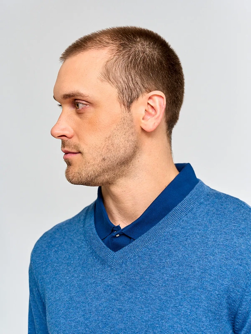 SWEATER HOMBRE KENNETH STEVENS ALGODÓN CUELLO EN V BÁSICO - 3