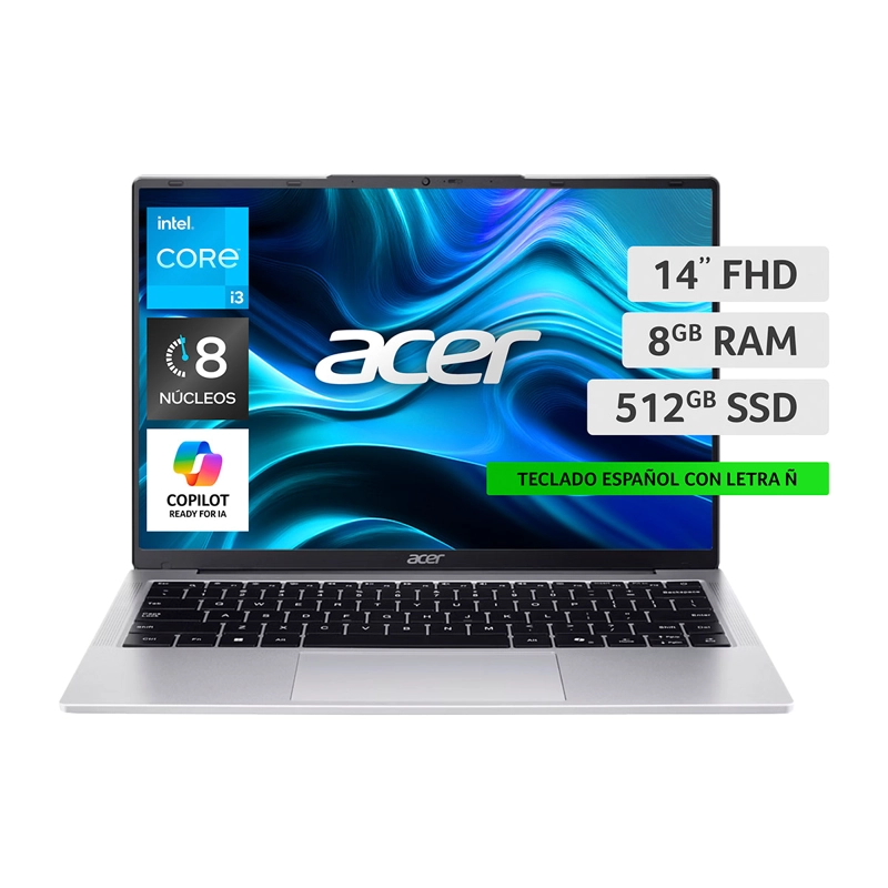 NOTEBOOK ACER ASPIRE LITE AL14-31P-MG40-1 INTEL CORE I3 8GB RAM 512GB SSD 14'' - 2