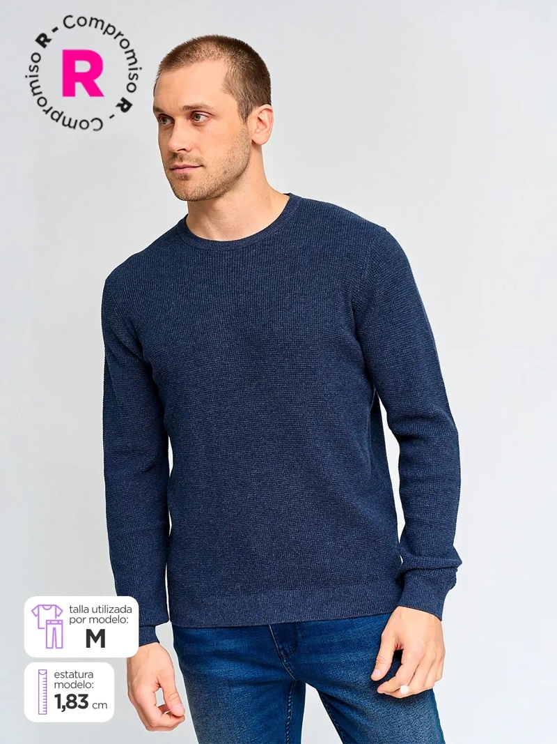 SWEATER HOMBRE MARQUIS ALGODÓN CUELLO REDONDO TEXTURADO - 1