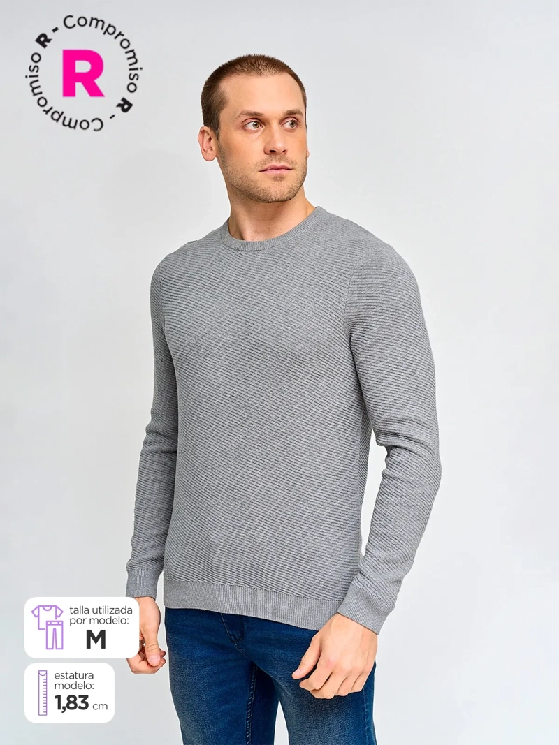 SWEATER HOMBRE MARQUIS ALGODÓN CUELLO REDONDO TEXTURADO - 1