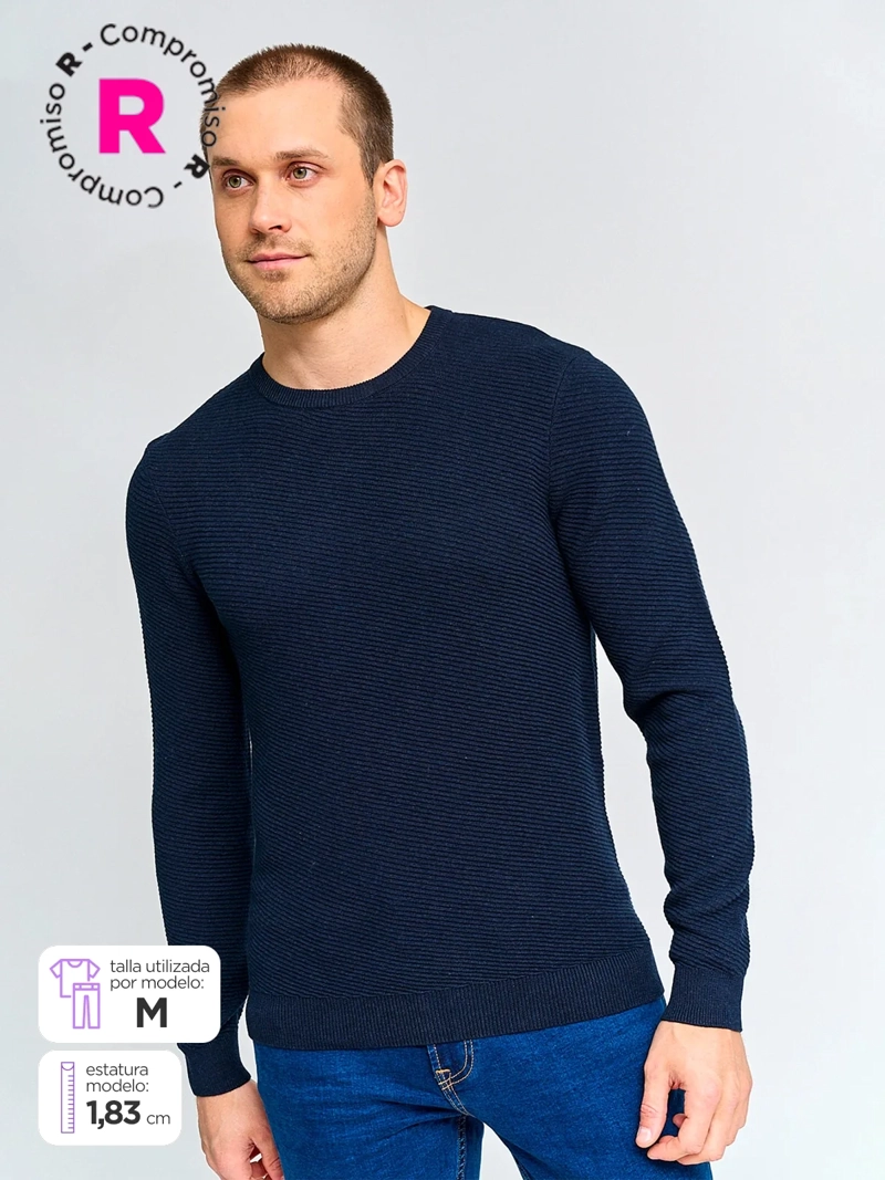 SWEATER HOMBRE MARQUIS ALGODÓN CUELLO REDONDO TEXTURADO - 1