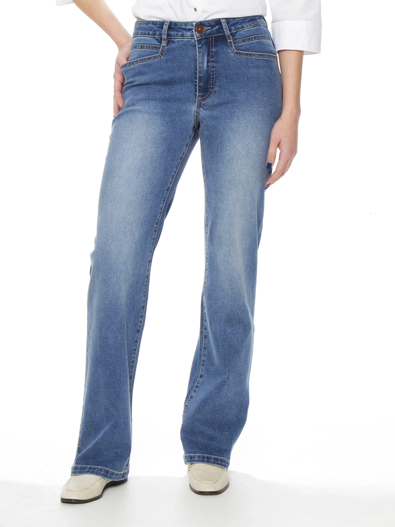 JEANS MUJER WADOS RECTO ALGODÓN TIRO ALTO - 1