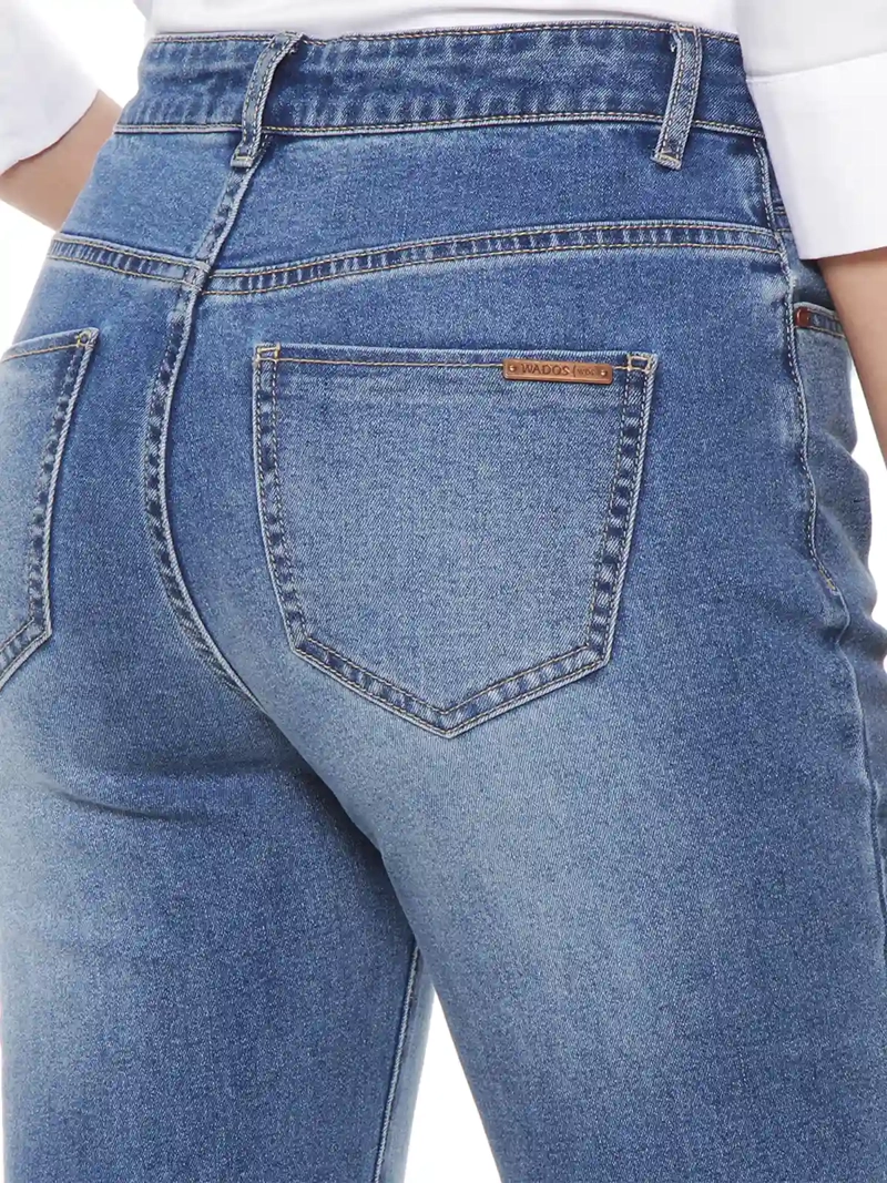 JEANS MUJER WADOS RECTO ALGODÓN TIRO ALTO - 4