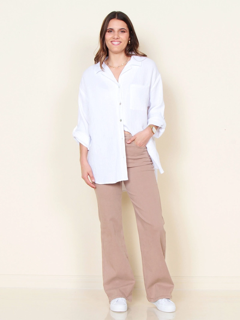 BLUSA MUJER WADOS MANGA LARGA ABOTONADA CON BOLSILLO - 2