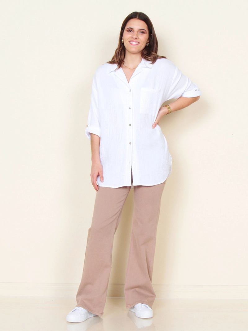 BLUSA MUJER WADOS MANGA LARGA ABOTONADA CON BOLSILLO - 1