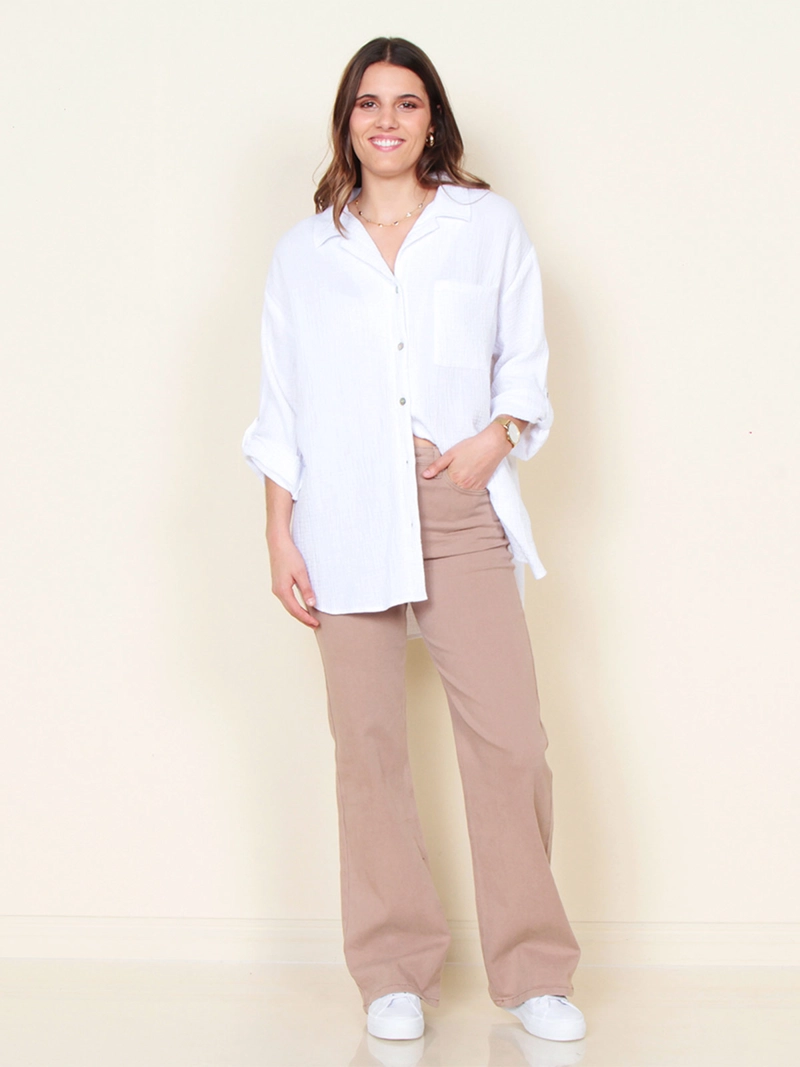 BLUSA MUJER WADOS MANGA LARGA ABOTONADA CON BOLSILLO - 2