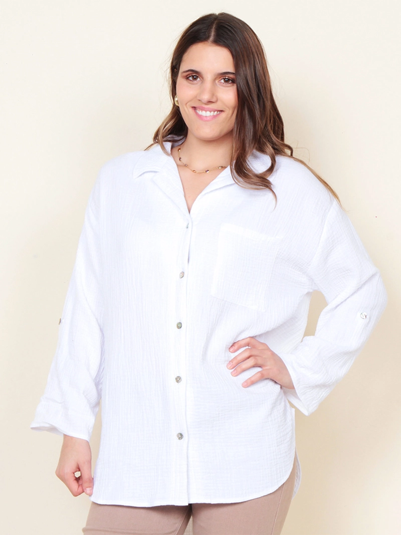 BLUSA MUJER WADOS MANGA LARGA ABOTONADA CON BOLSILLO - 4