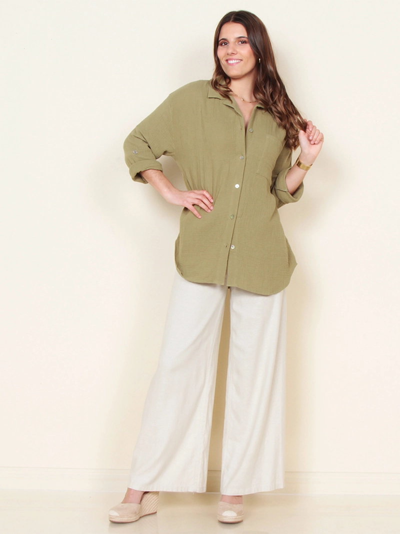 BLUSA MUJER WADOS MANGA LARGA ABOTONADA CON BOLSILLO - 2