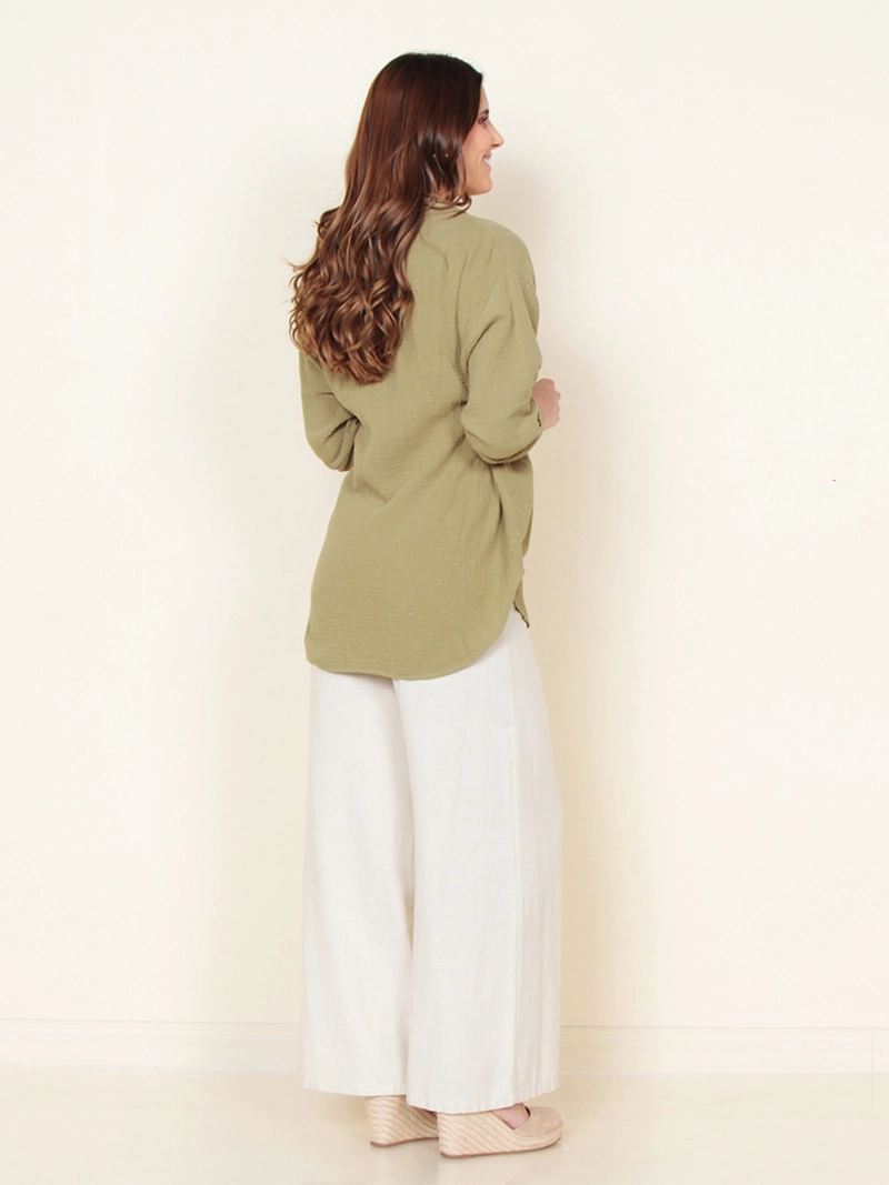 BLUSA MUJER WADOS MANGA LARGA ABOTONADA CON BOLSILLO - 3
