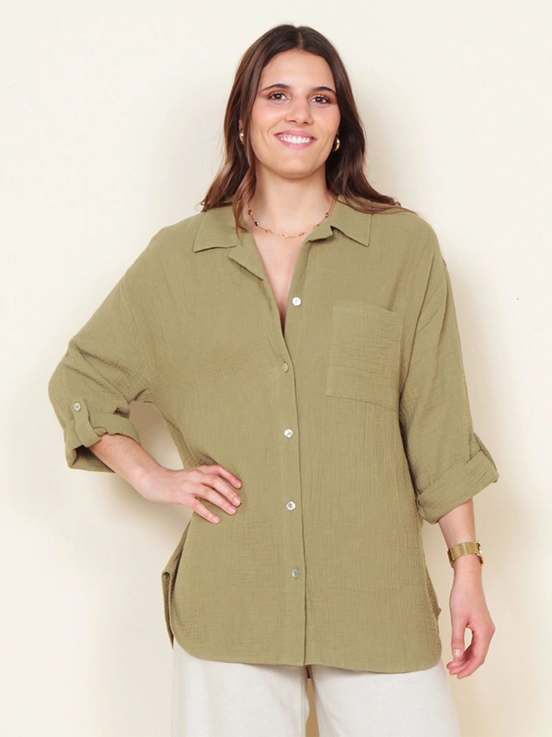 BLUSA MUJER WADOS MANGA LARGA ABOTONADA CON BOLSILLO - 4