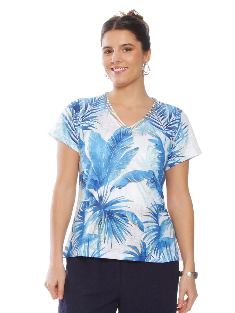 POLERA MUJER WADOS MANGA LARGA DENIM ABOTONADA - 1