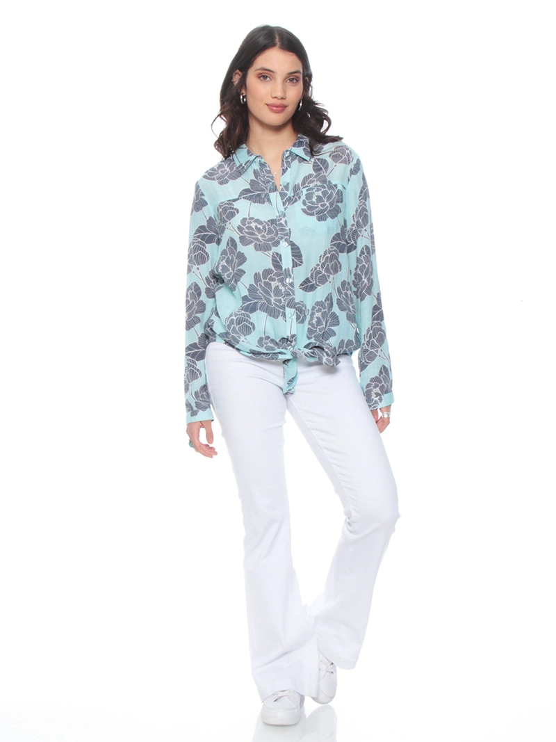 BLUSA MUJER WADOS MANGA LARGA ESTAMPADA ABOTONADA - 2
