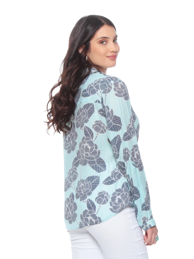 BLUSA MUJER WADOS MANGA LARGA ESTAMPADA ABOTONADA - 5