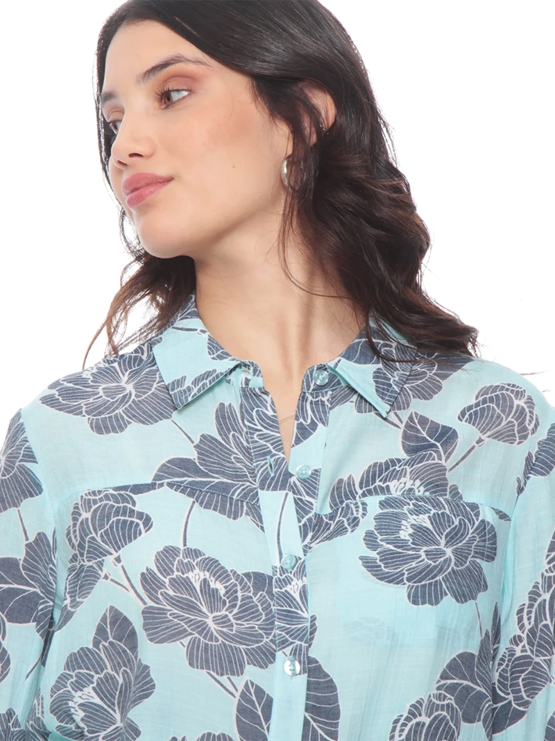 BLUSA MUJER WADOS MANGA LARGA ESTAMPADA ABOTONADA - 6