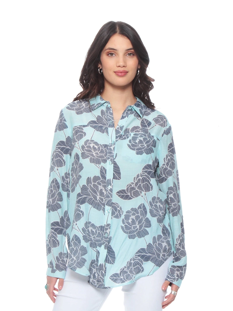 BLUSA MUJER WADOS MANGA LARGA ESTAMPADA ABOTONADA - 4