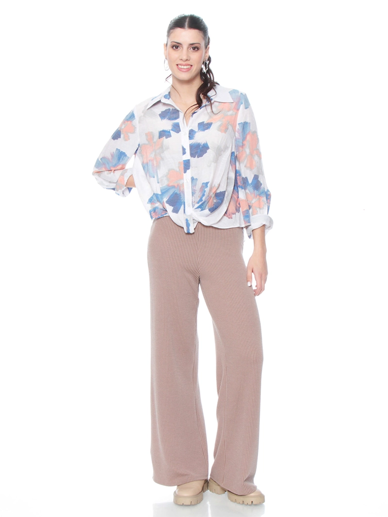 BLUSA MUJER WADOS MANGA LARGA ESTAMPADA ABOTONADA - 1