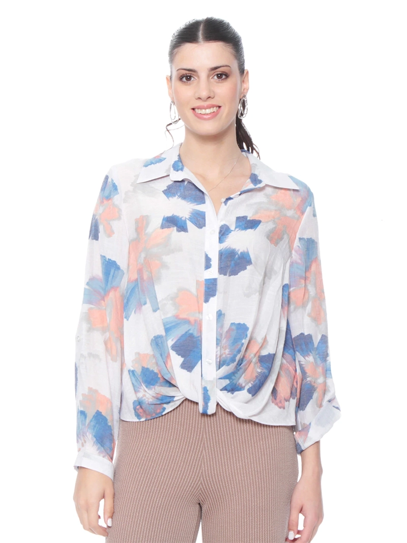 BLUSA MUJER WADOS MANGA LARGA ESTAMPADA ABOTONADA - 4