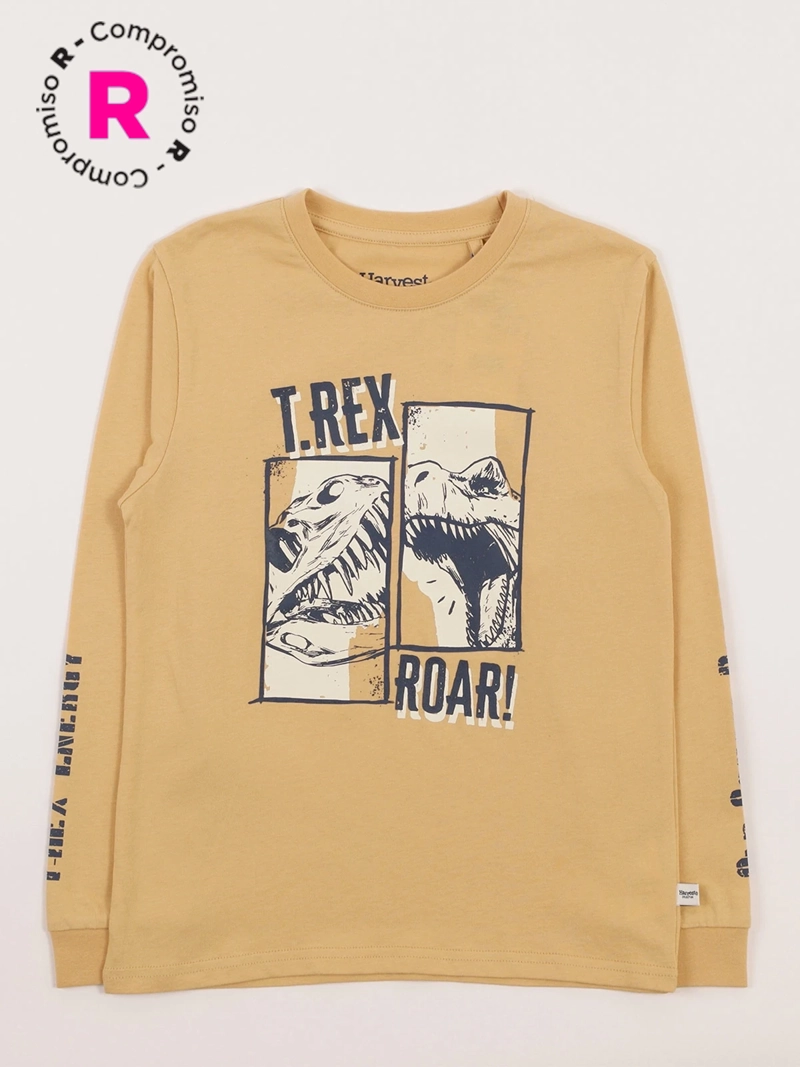 POLERA MANGA LARGA ALGODÓN NIÑO HARVEST DINOSAURIO