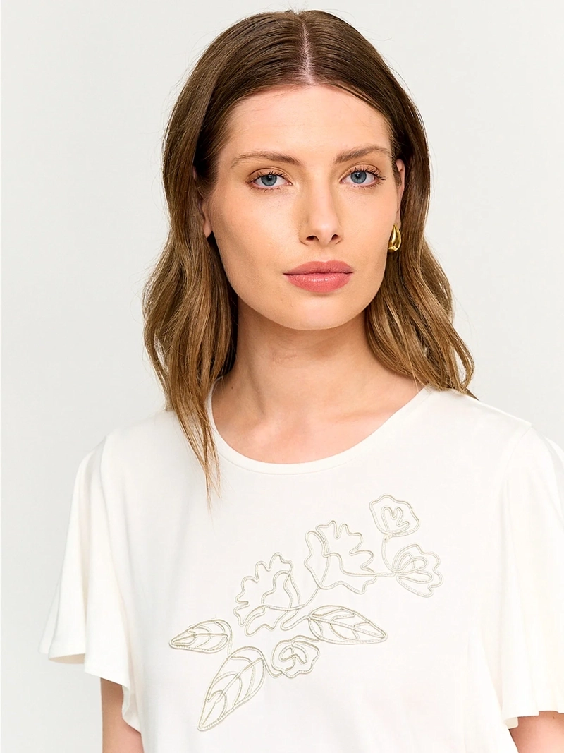 POLERA MUJER CACHAREL MANGA CORTA BORDADO - 3