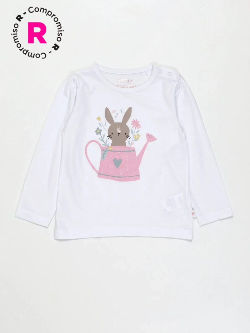 POLERA MANGA LARGA ALGODÓN NIÑA BABY HARVEST CONEJITO