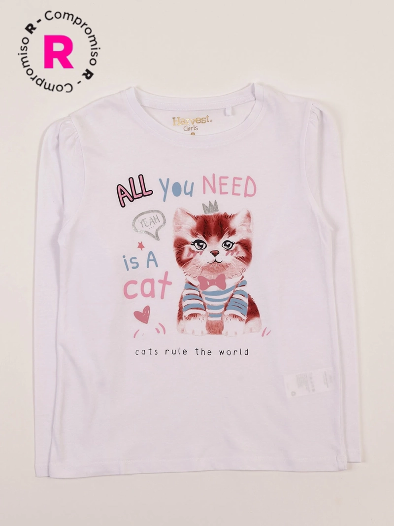 POLERA MANGA LARGA ALGODÓN NIÑA HARVEST PRINT - 1