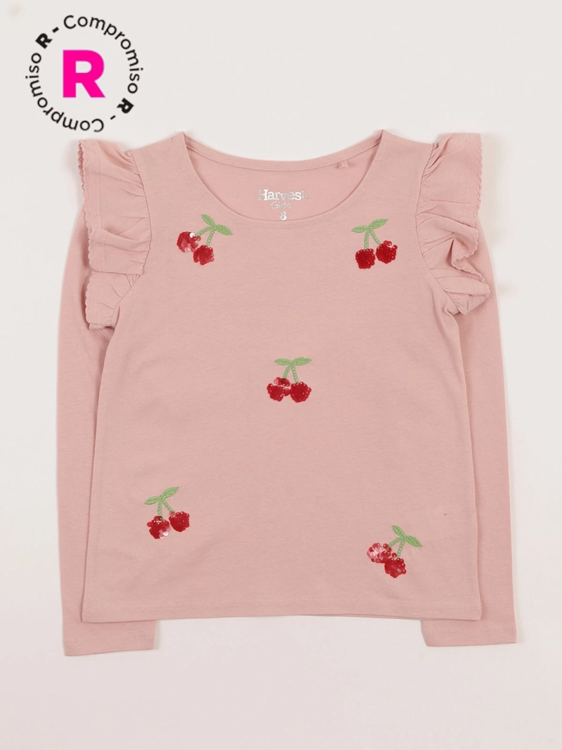 POLERA MANGA LARGA ALGODÓN NIÑA HARVEST LENTEJUELAS