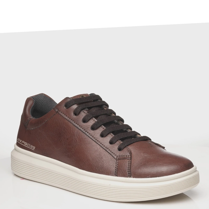 ZAPATILLAS HOMBRE PEGADA CASUALES CAFÉ V26PEG05 CUERO - 2