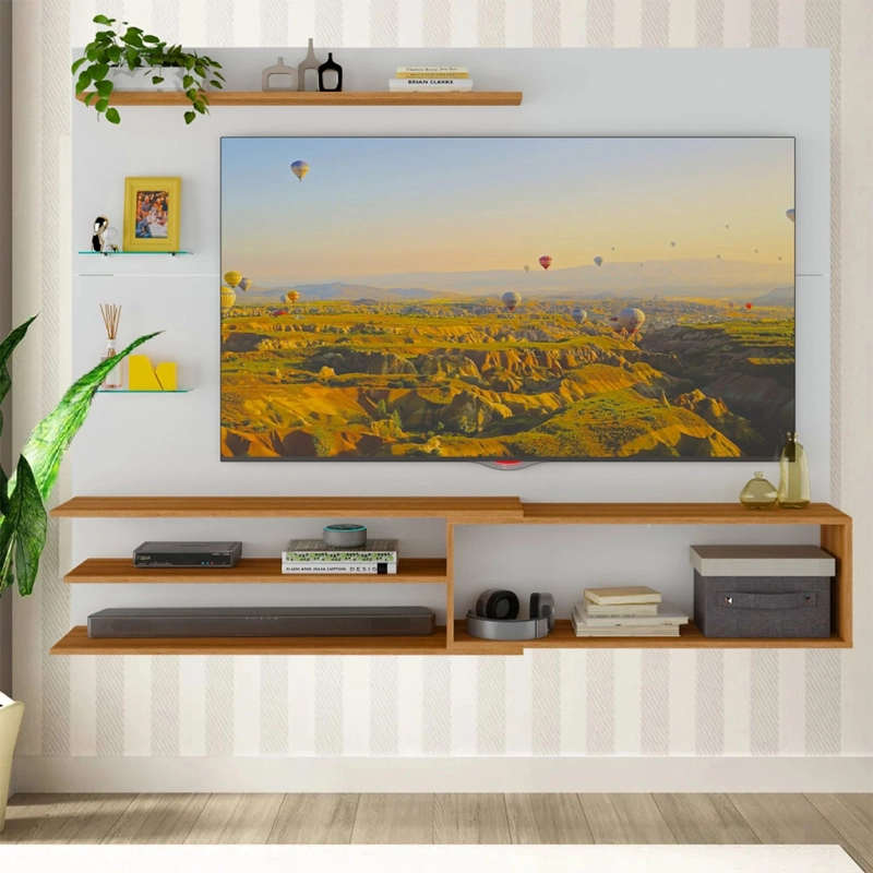RACK TV BE DESIGN PARED BE 65" BLANCO/MIEL - 1