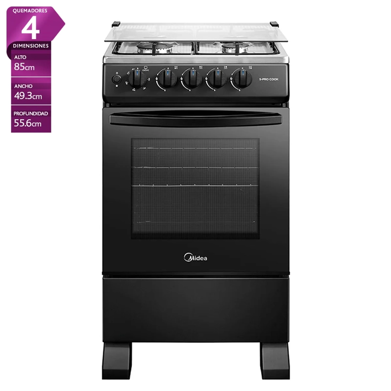 COCINA A GAS MIDEA MFO-MG20TCSSLBK 4 PLATOS NEGRO - 1