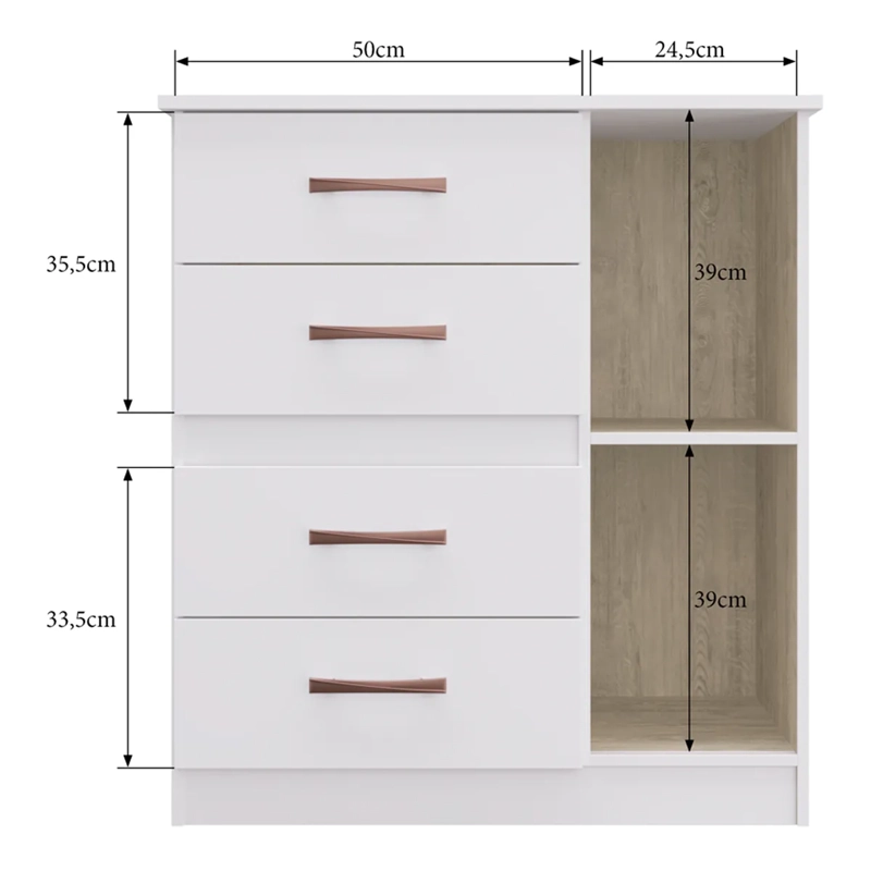 CÓMODA DI PORETTI DESIGN CARIBE 1P 4C BLANCO - 3