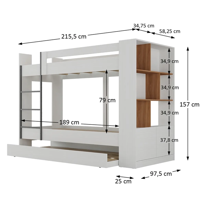 CAMAROTE DI PORETTI DESIGN 1226 CON CAMA AUXILIAR BLANCO - 3