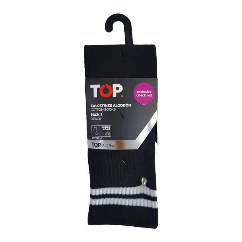 CALCETINES HOMBRE TOP PACK X3 NEGRO - 3