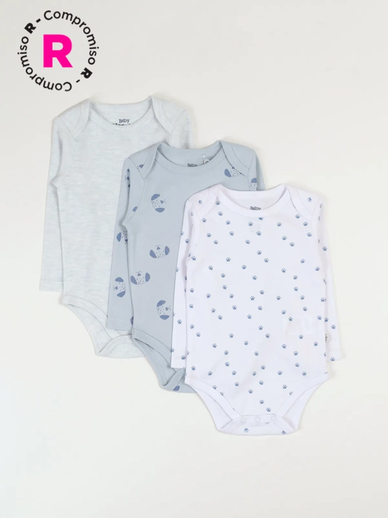 TRIPACK BODIES ALGODÓN NIÑO BABY HARVEST COLORES - 1