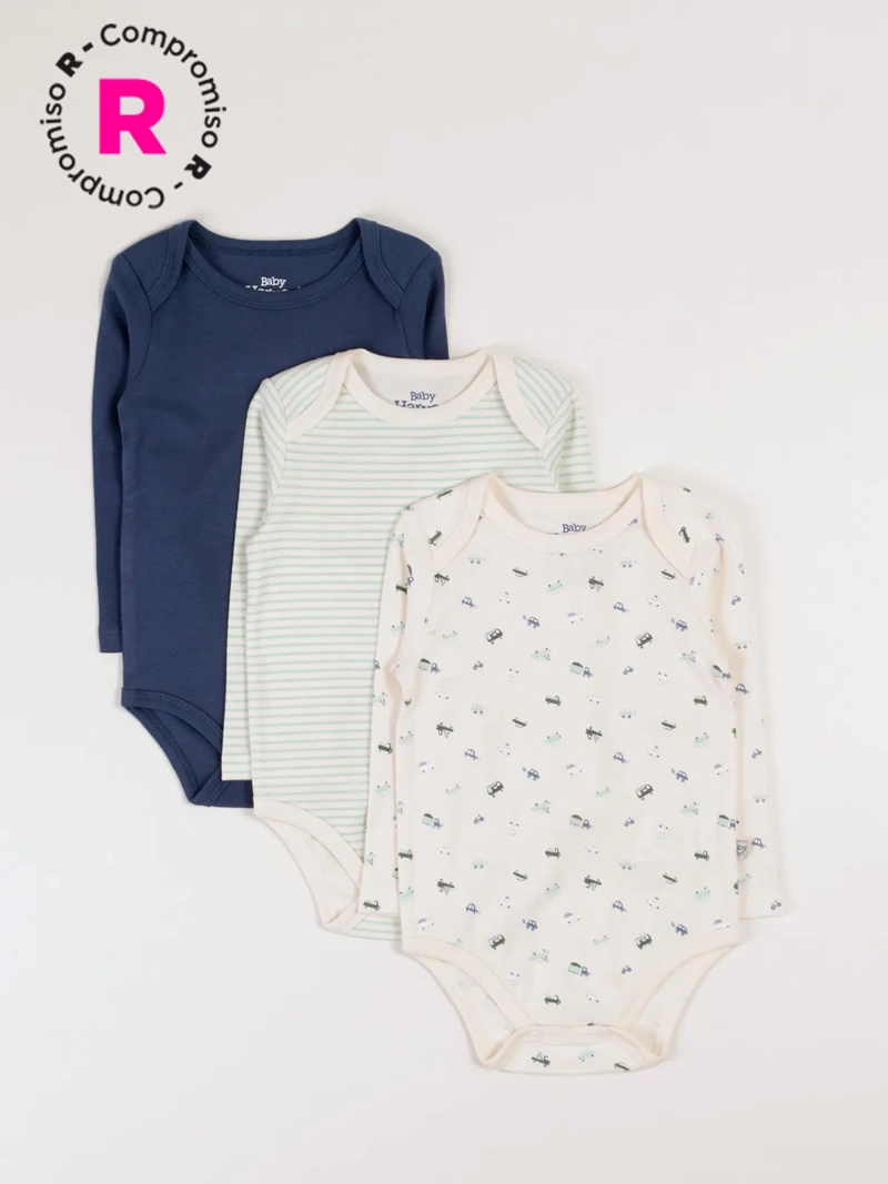 TRIPACK BODIES ALGODÓN NIÑO BABY HARVEST COLORES - 1