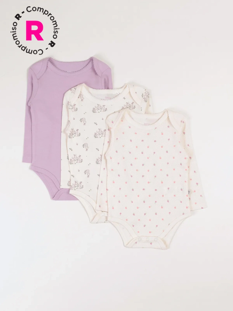 TRIPACK BODIES ALGODÓN NIÑA BABY HARVEST COLORES - 1