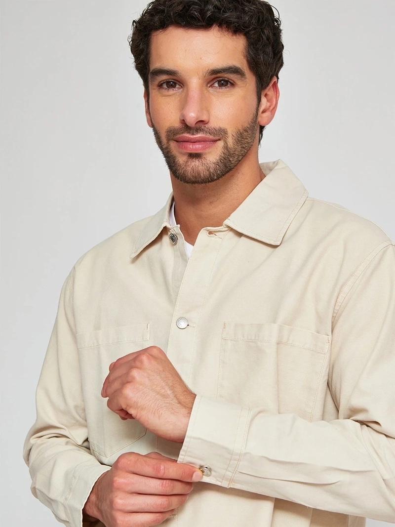 SOBRECAMISA HOMBRE INDEX ALGODÓN MANGA LARGA LAVADA - 3