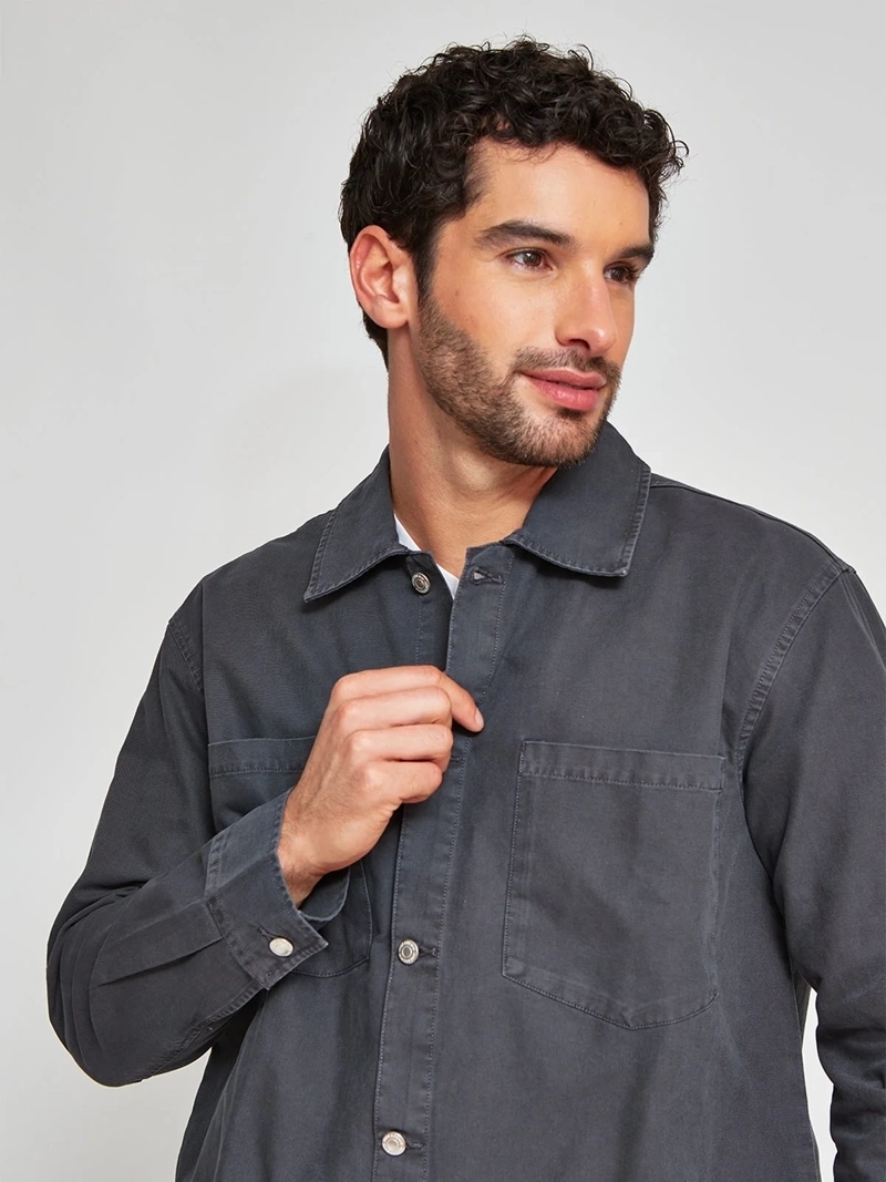 SOBRECAMISA HOMBRE INDEX ALGODÓN MANGA LARGA LAVADA - 3