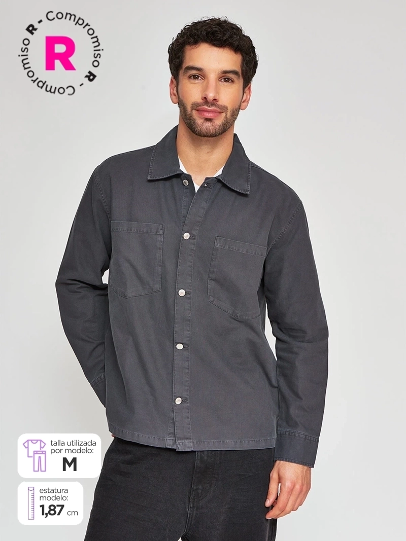 SOBRECAMISA HOMBRE INDEX ALGODÓN MANGA LARGA LAVADA - 1